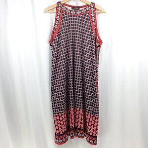 Suzanne Betro Tank Dress Womens 1X Black Red Handkerchief Floral Asymmetrical